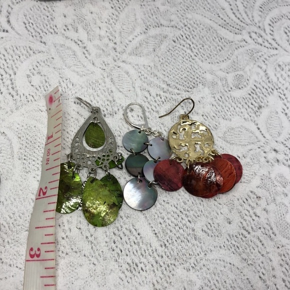 BUNDLE lot 3 shell + abalone bead earrings coastal beach boho colorful dangle. - Picture 5 of 5